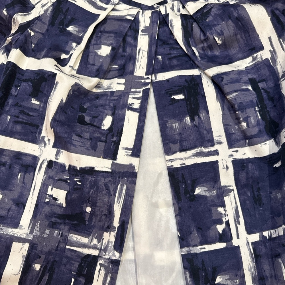 Simply Vera Wang Navy Abstract Print Blouse Lightweight Open Front Jacket Top - Picture 5 of 12